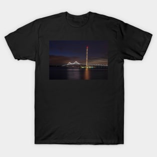 Ship parked in front of the Pell Bridge Newport RI T-Shirt